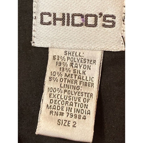 Chico’s Large Beaded Silk Blend Artsy Jacket‎ Embellished Size 2 - Picture 5 of 8